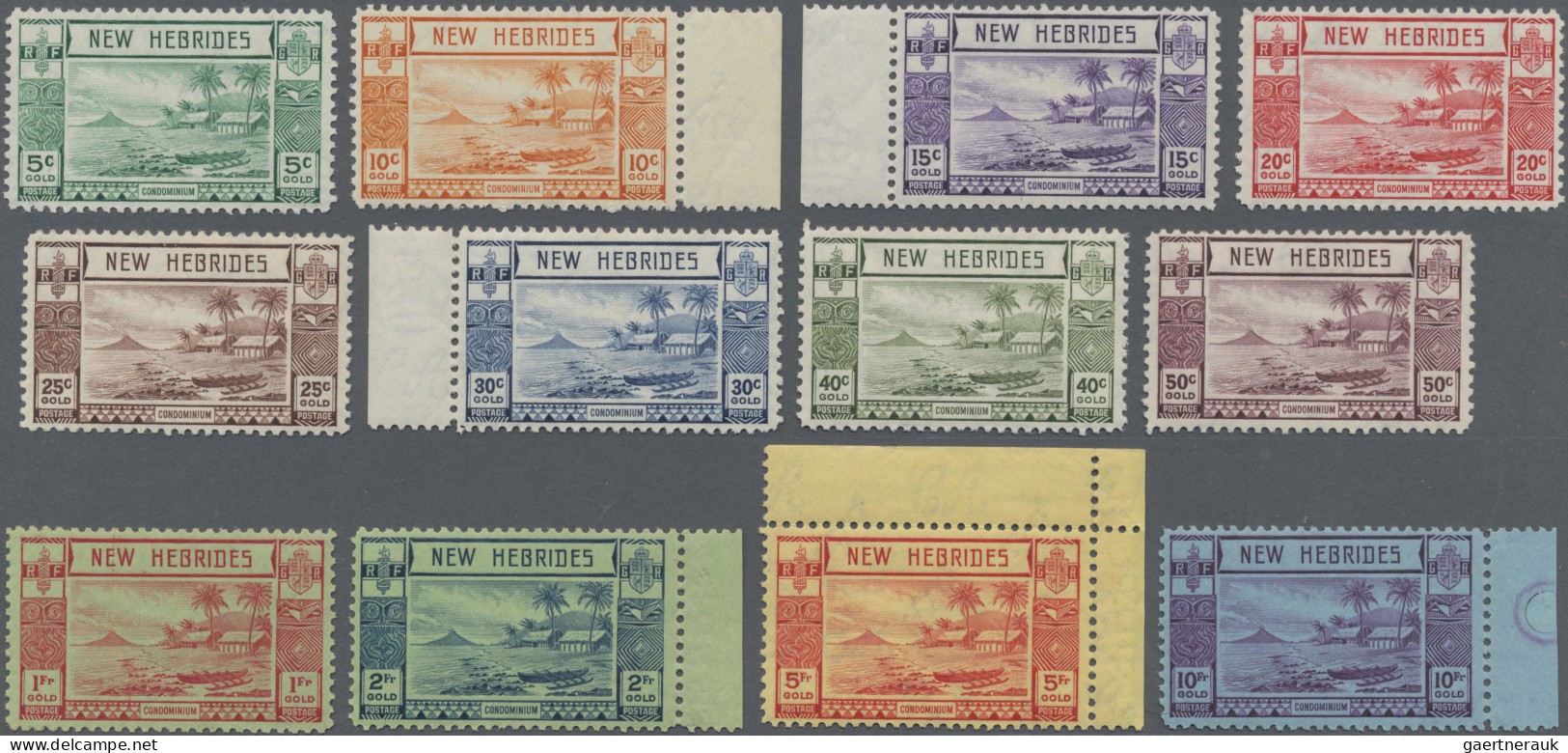 New Hebrides: 1938, Definitives, 5 C - 10 Fr, 2x 12 Values, Mnh, One Set With En - Other & Unclassified