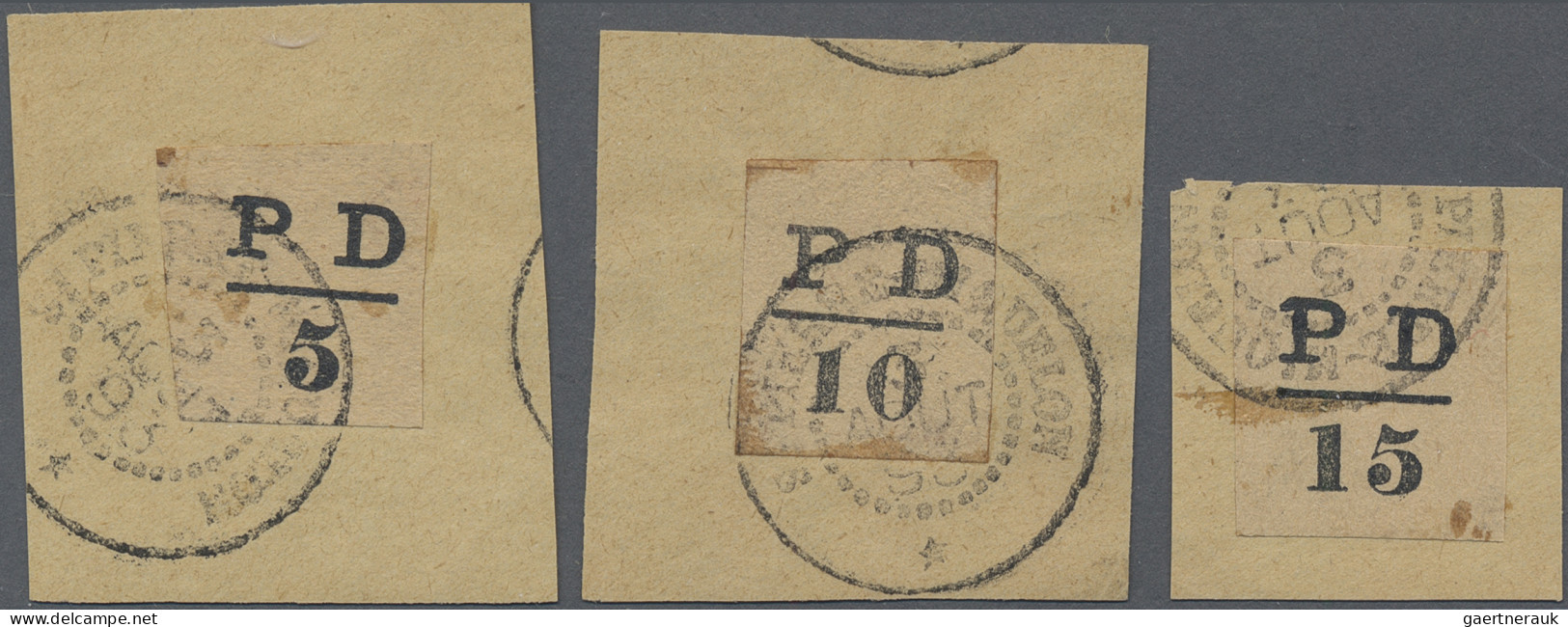 St. Pierre Et Miquelon: 1886, Local Provisionals "PD + Value", On Small Pieces C - Other & Unclassified