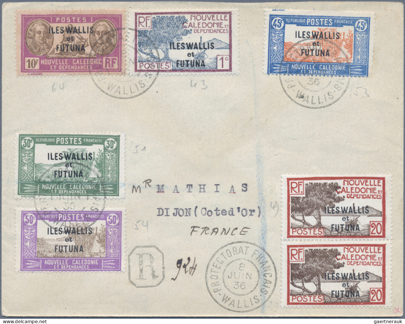 Wallis+Futuna Islands: 1932/36 Three Covers With Attractive Frankings, With Two - Other & Unclassified