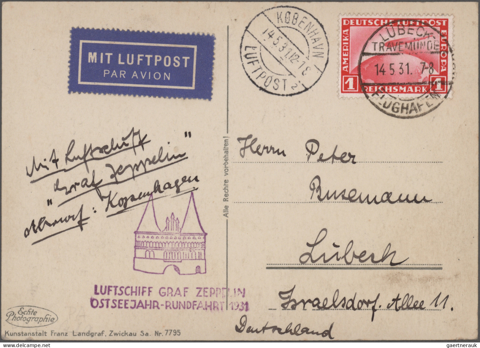 Zeppelin Mail - Germany: 1929/1931, Drei Zeppelinbelege: Weltrundfahrt 1929, Lan - Airmail & Zeppelin