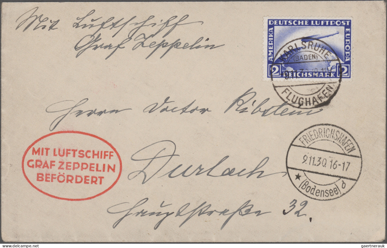 Zeppelin Mail - Germany: 1929/1931, Drei Zeppelinbelege: Weltrundfahrt 1929, Lan - Airmail & Zeppelin