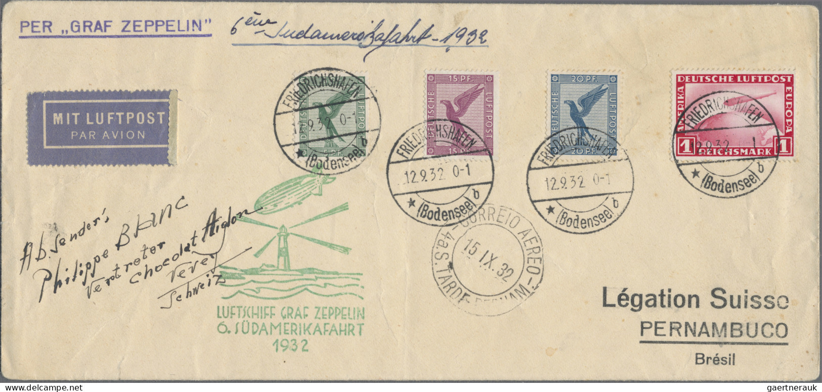 Zeppelin Mail - Germany: 1932 Drei Belege Zur 1., 6. Bzw. 7. Südamerikafahrt, Da - Airmail & Zeppelin