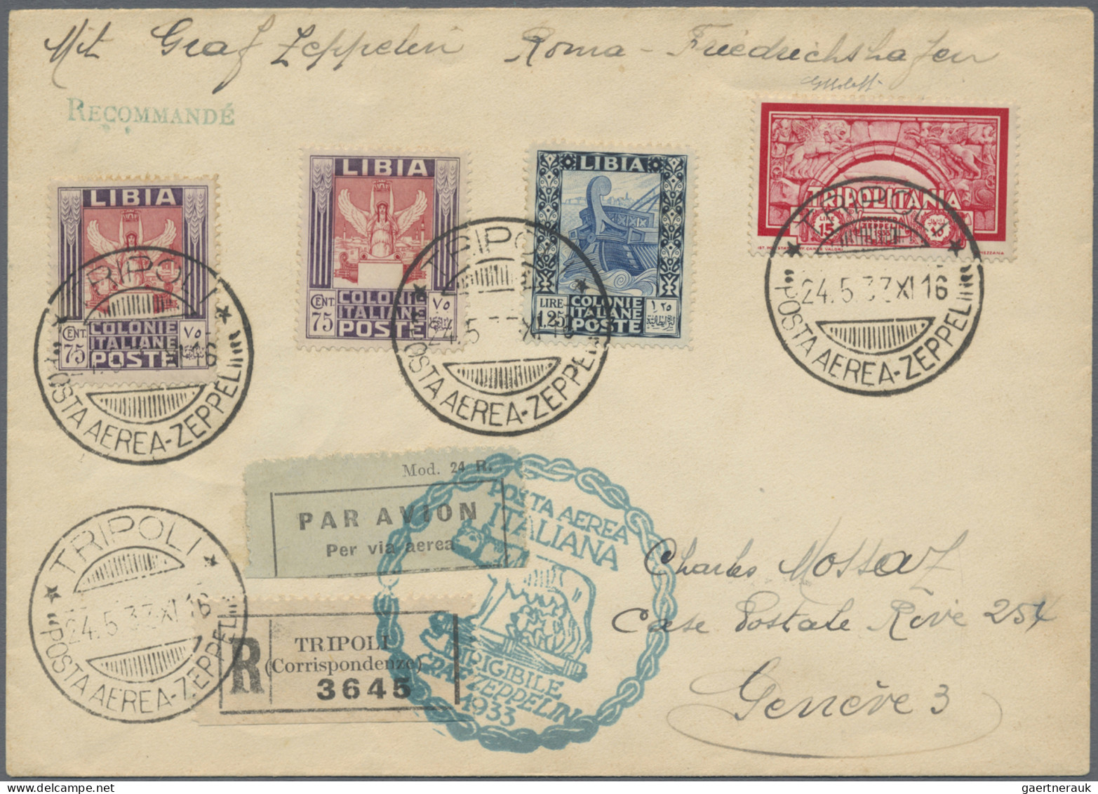 Zeppelin Mail - Overseas: 1933, ITALIENFAHRT, Tripolitanische Post, Ab Tripoli A - Zeppeline