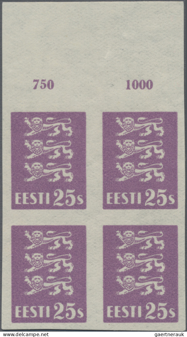 Estonia: 1928/1929, Definitives Coat Of Arms "Lion", 25s. Lilac, Imperforate Top - Estonia