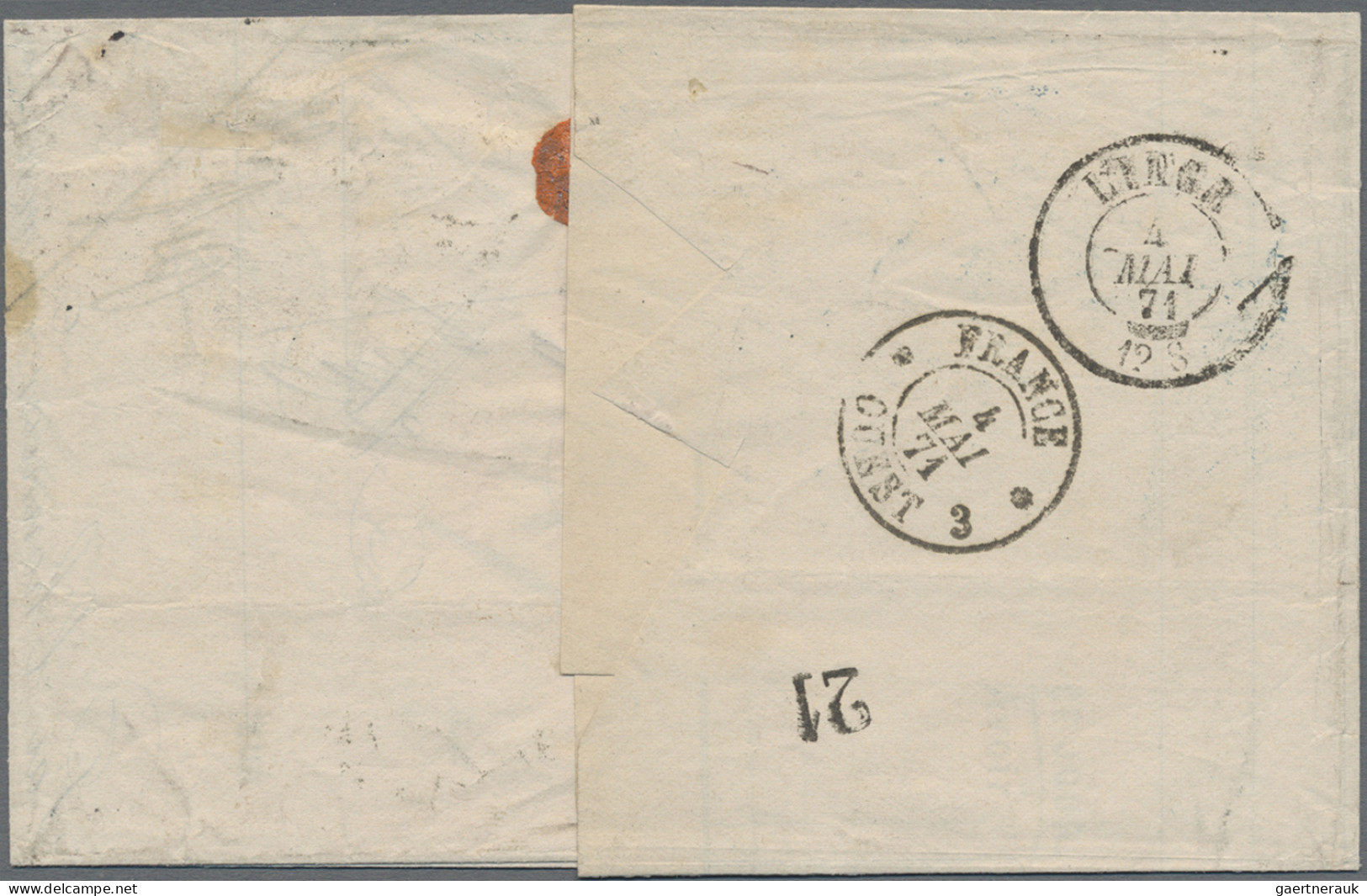 France: 1858/1871 Two Covers To Foreign Countries, With 1) 1858 Cover From Paris - Covers & Documents