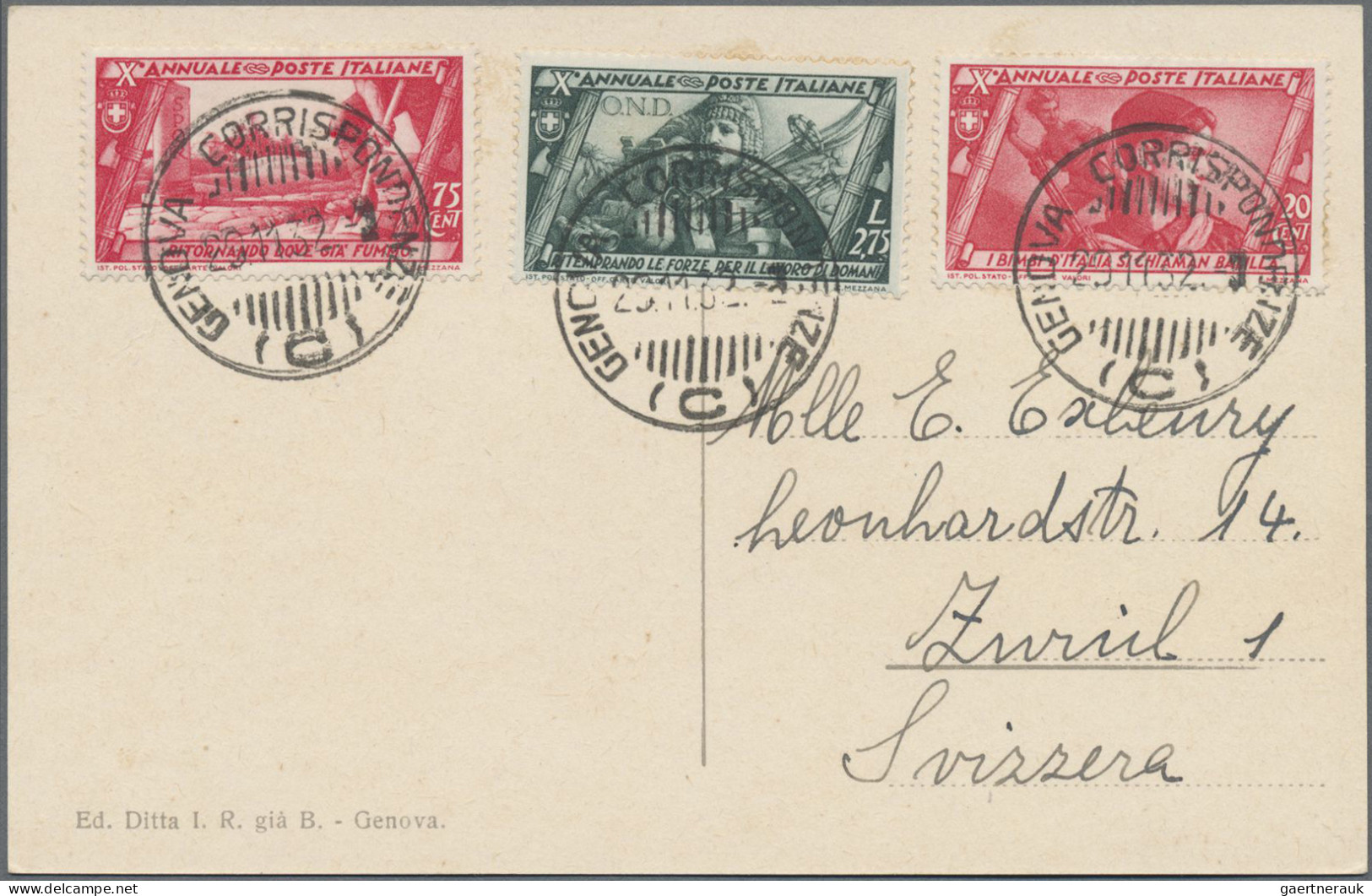 Italy: 1932, March To Rome, Complete Set Of 20 Values On Six Cards/cover To Swit - Marcophilia