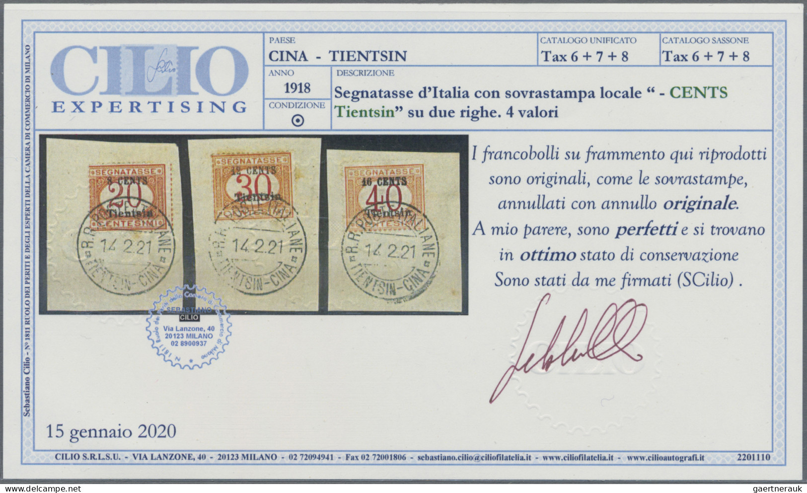 Italien POs In China - Postage Dues: 1918, Dues 8 C./20 C., 12 C./30 C. And 16 C - Pekin