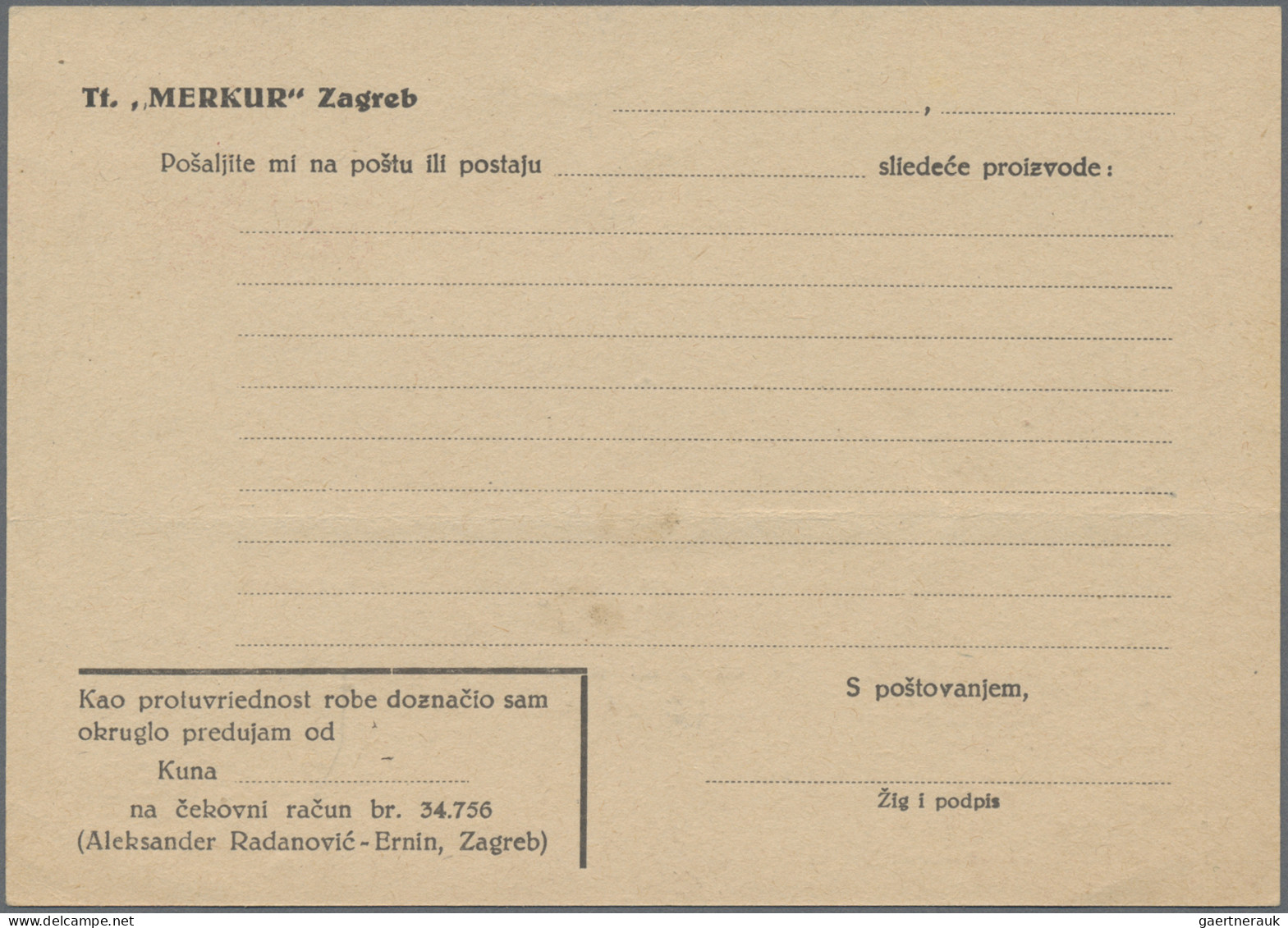 Croatia: 1941/1944, Postal Card 2k. Carmine, Two Unused Cards With Private Impri - Croatia