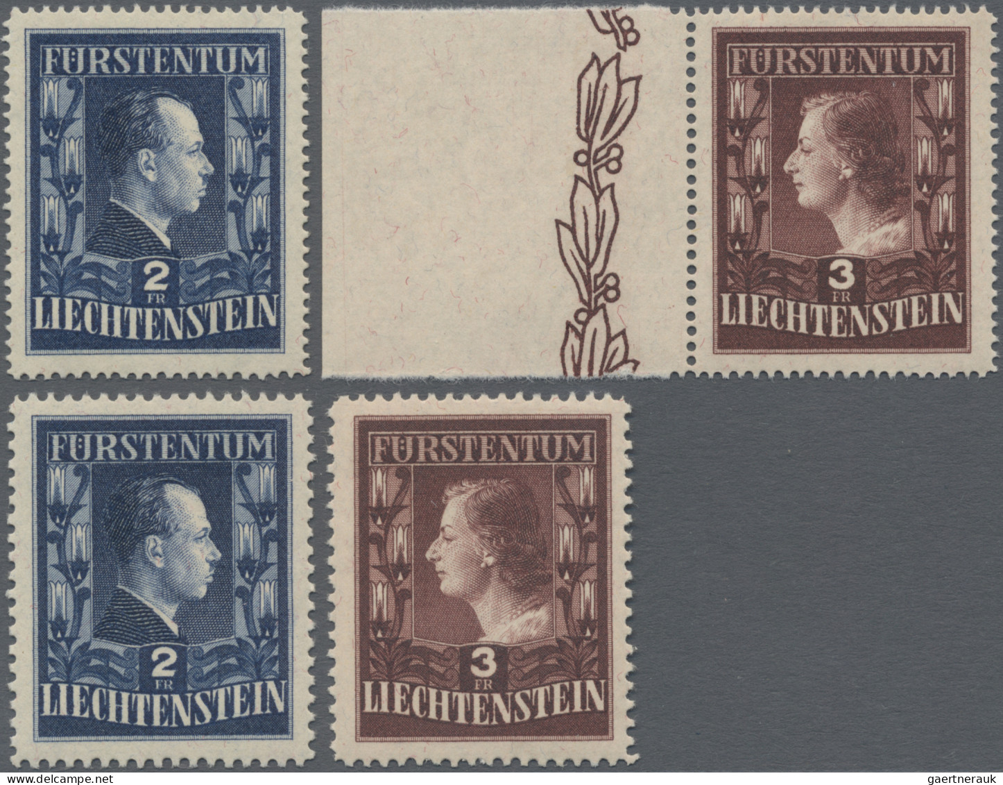 Liechtenstein: 1951, 2 U. 3 Fr. Fürstenpaar In Beiden Zähnungen, Postfrisch, All - Unused Stamps