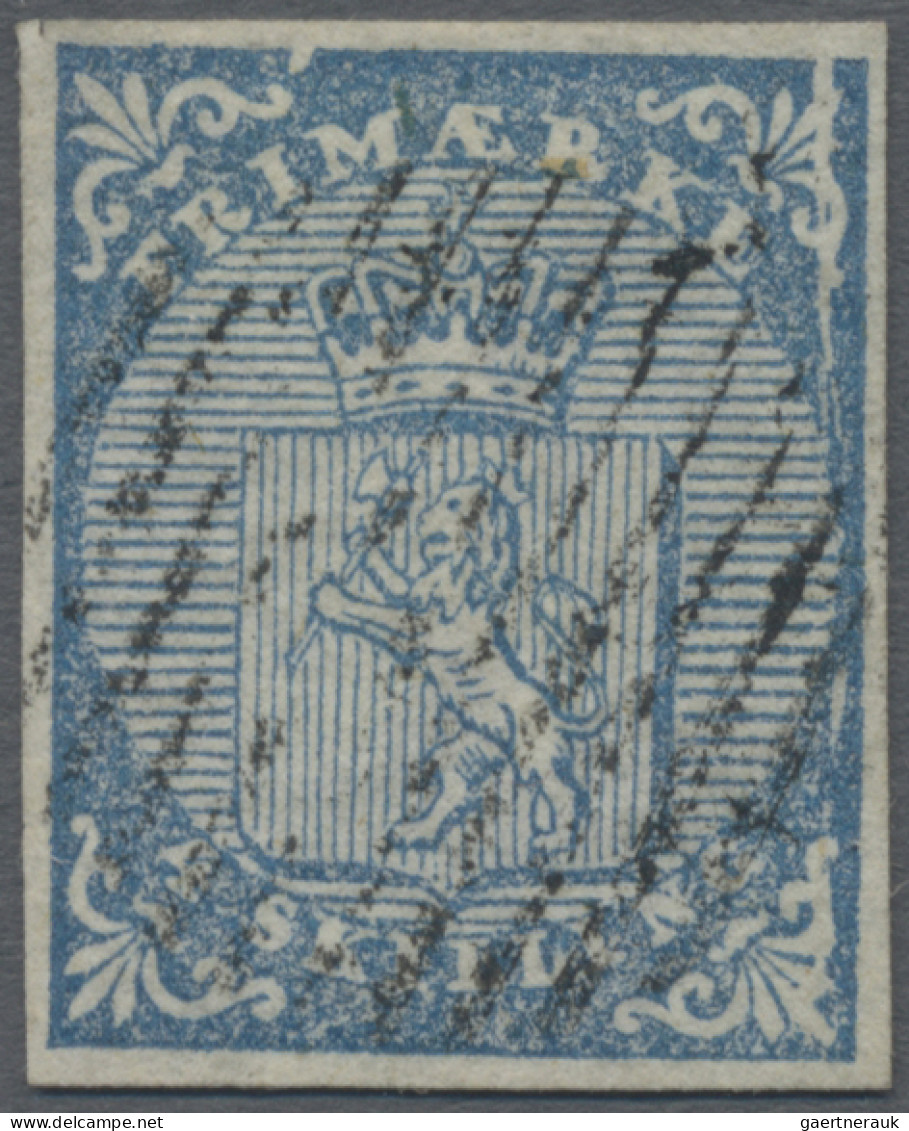 Norway: 1855 4sk. Blue With Variety "CRACKED PLATE Near Frame On The Right" (Pos - Other & Unclassified