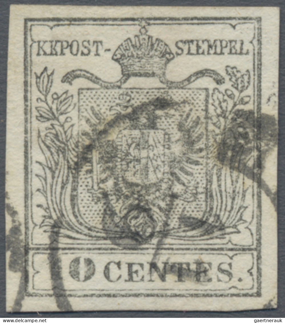 Österreich - Lombardei Und Venetien: 1854, 10 Cent. Grau, Type III, Breitrandige - Lombardy-Venetia