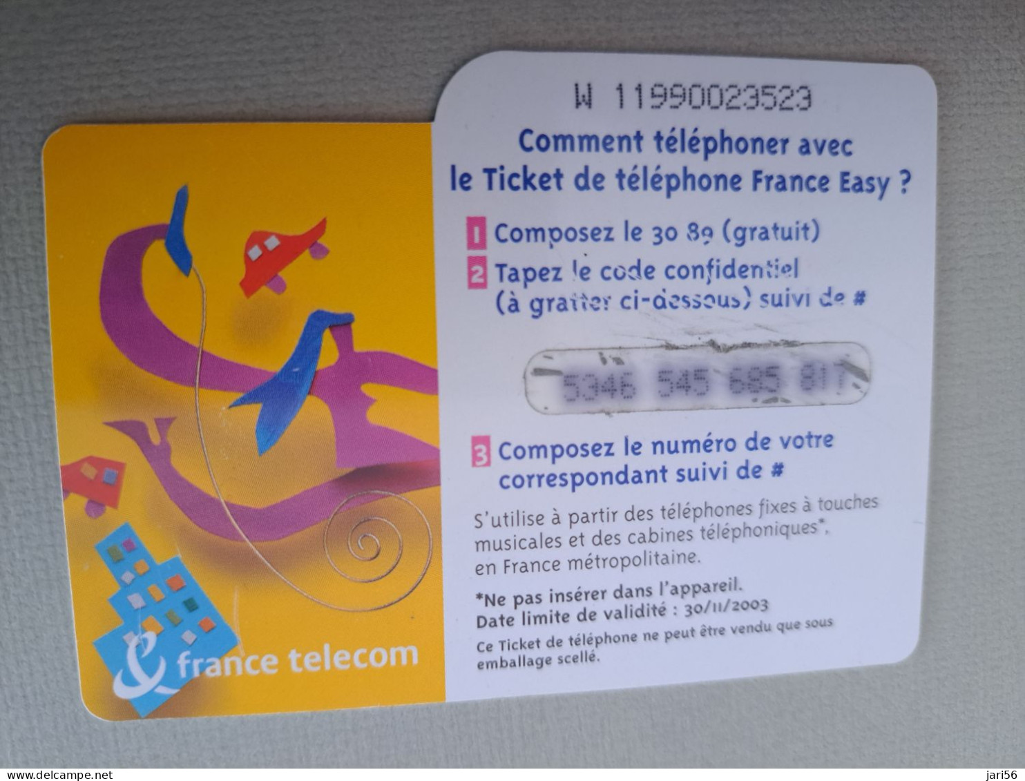 FRANCE/FRANKRIJK   TICKET 7,5 €   PREPAID  USED    ** 15312** - Mobicartes (GSM/SIM)