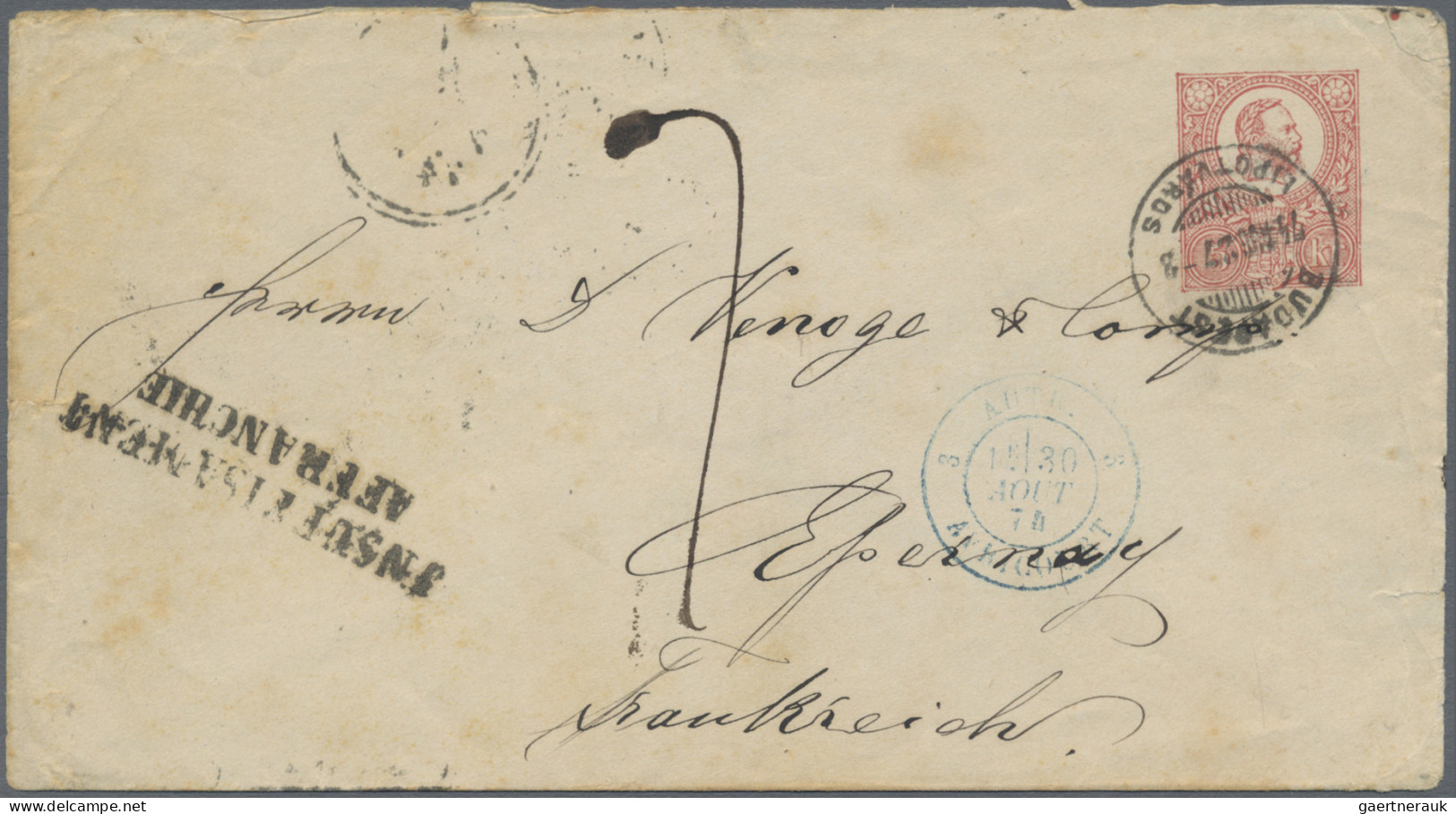 Hungary - Postal Stationary: 1874, 5 Kr Red Postal Stationery Envelope From "BUD - Postal Stationery