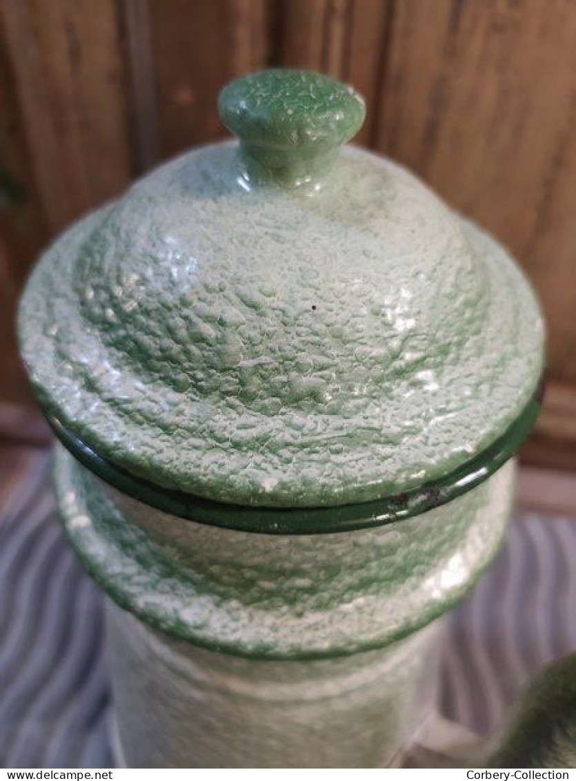 Ancienne Cafetière Émaillée Émail Vert Pâle - Andere & Zonder Classificatie