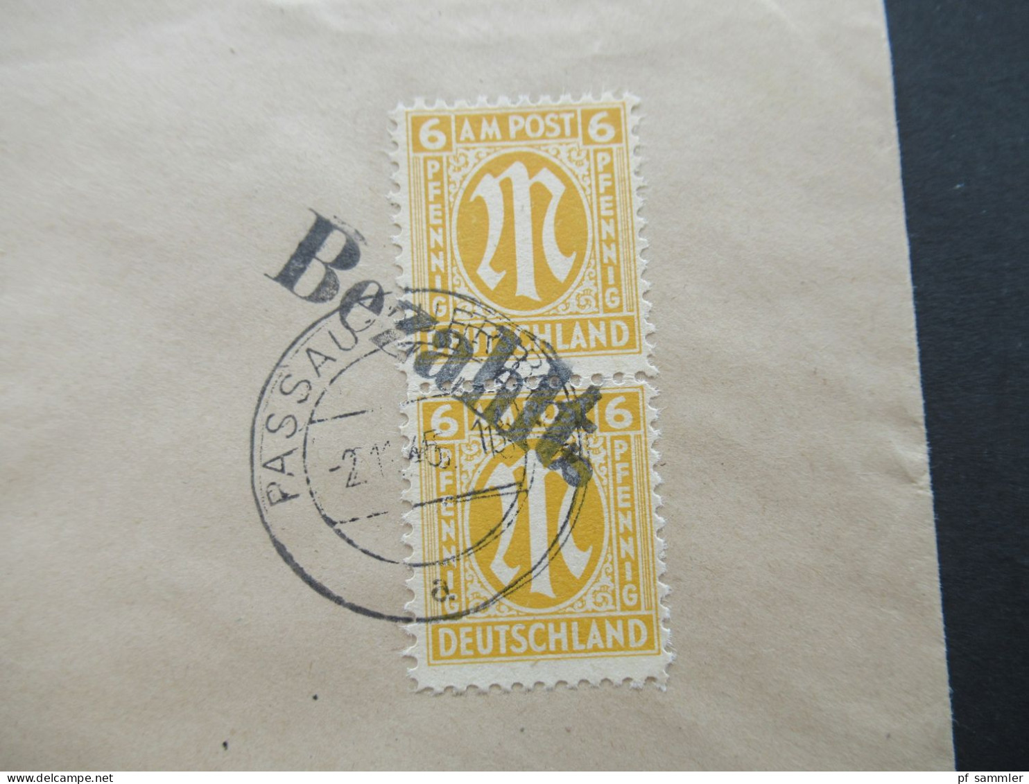 Bizone Am Post 2.11.1945 Nr.4 (2) MeF Entwertet Mit Stempel L1 Bezahlt Einschreiben Passau Auerbach - Aschaffenburg - Briefe U. Dokumente