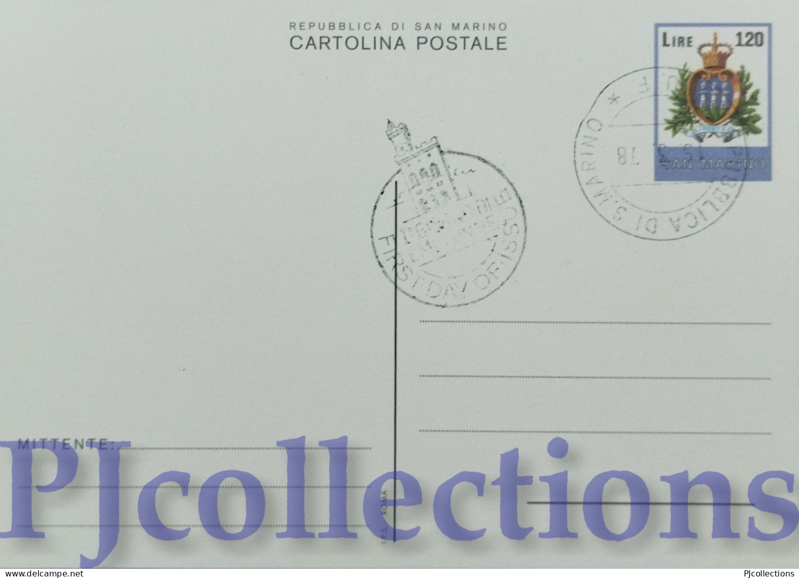 5639- SAN MARINO 1978 CARTOLINA POSTALE ORDINARIA L.120 C/ANNULLO 1° GIORNO - Lettres & Documents