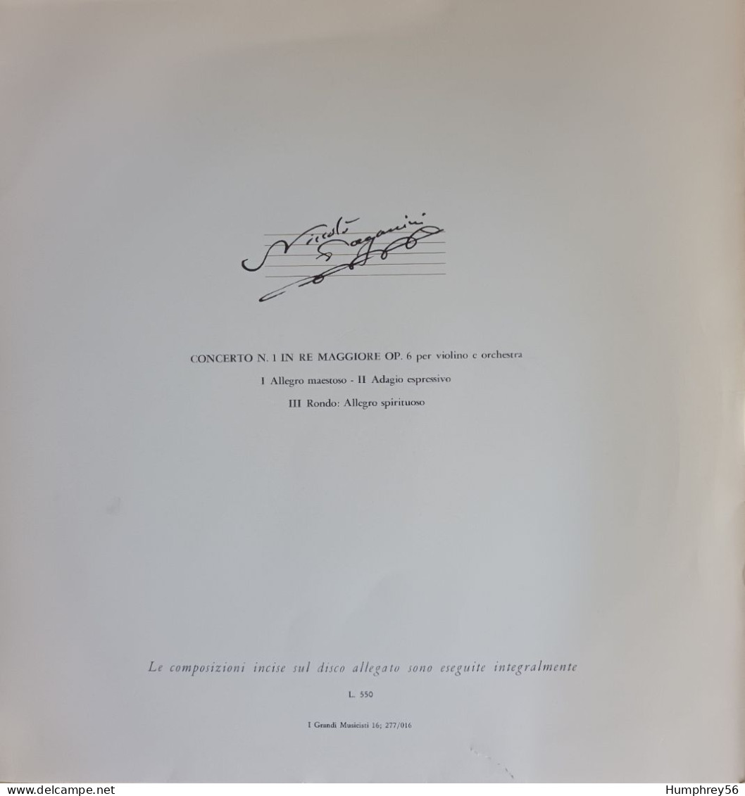 1965 - Concerto N°1 In Re Maggiore, Per Violino E Orchestra, Opus 6 [Niccolò Paganini] - Spezialformate