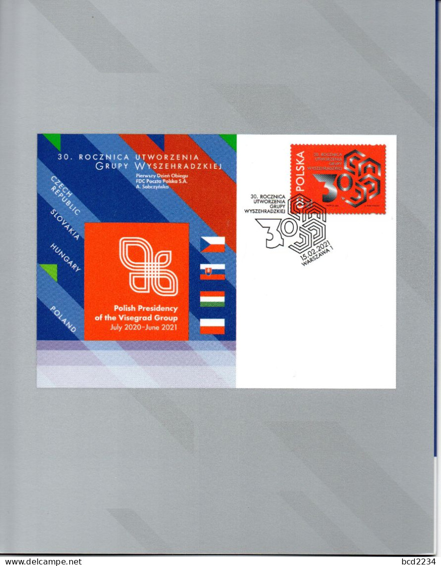 POLAND 2021 POST OFFICE LIMITED EDITION FOLDER: 30TH ANNIVERSARY VISEGRAD GROUP JOINT ISSUE HUNGARY SLOVAKIA CZECHIA - Covers & Documents