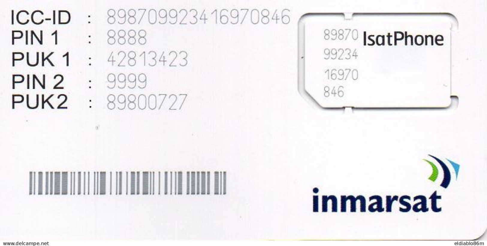 GSM CARD - SATELLITE CARD - INMARSAT - ISATPHONE - MINT - Unknown Origin