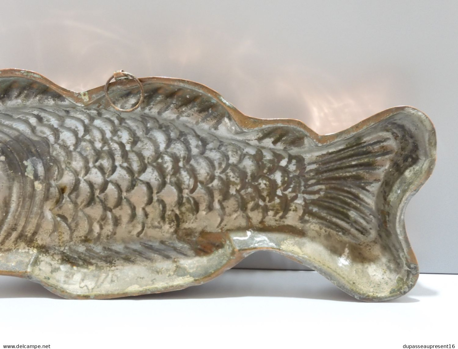 -SUPERBE ANCIEN GRAND MOULE POISSON CUIVRE Intérieur étamé Gâteau déco cuisine  E