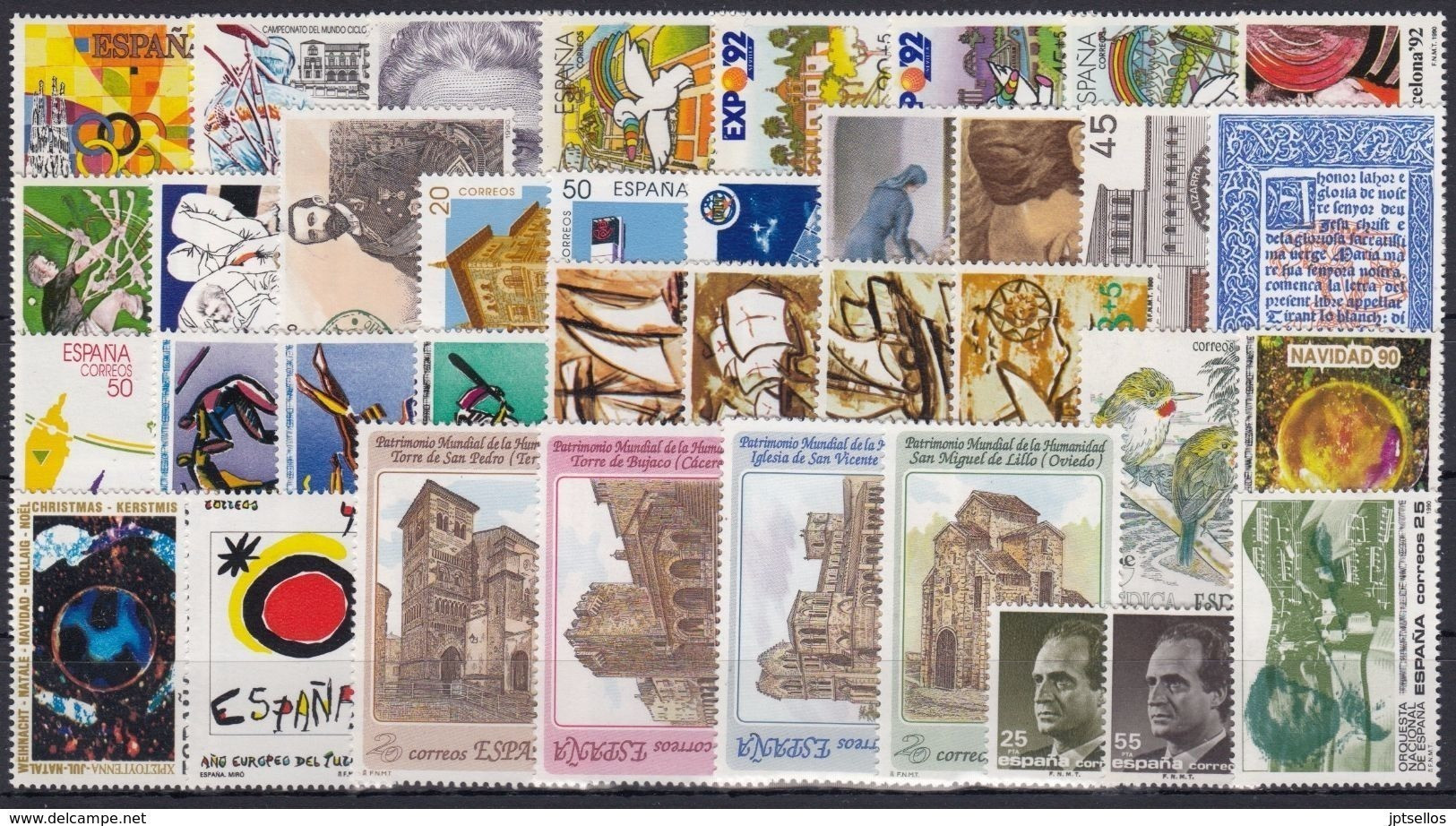 ESPAÑA 1990 Nº 3047/3098 AÑO COMPLETO NUEVO, MNH **,43 SELLOS,3 HB,1 CARNET - Ganze Jahrgänge