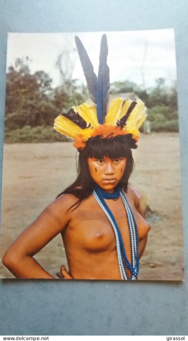 CPSM  JEUNE INDIENNE CEREMONIE YAMARICUMA PARC XINGU AMERIQUE BRASIL BRESIL NATIVO AMAZONIE NU ETHNIQUE ET CULTURE - Amérique