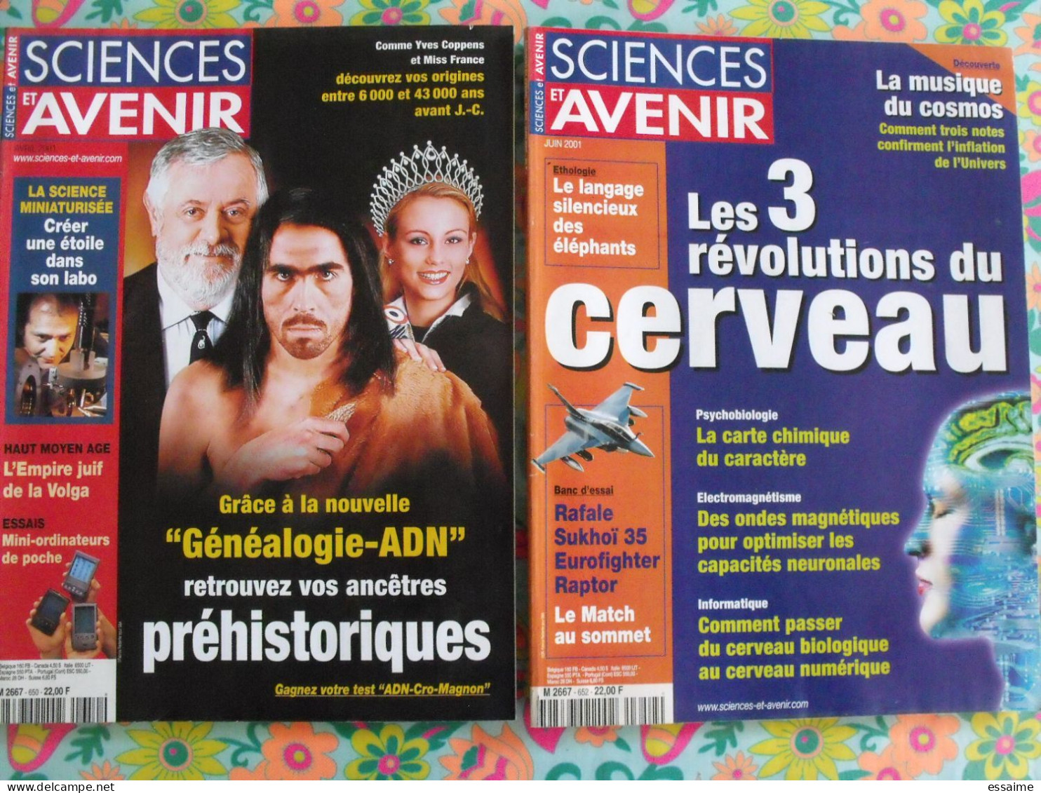 Lot De 7 Revues Science Et Avenir. 2001-2002. Cerveau Adn Rêves Freud Hubert Reeves Dopage - Science