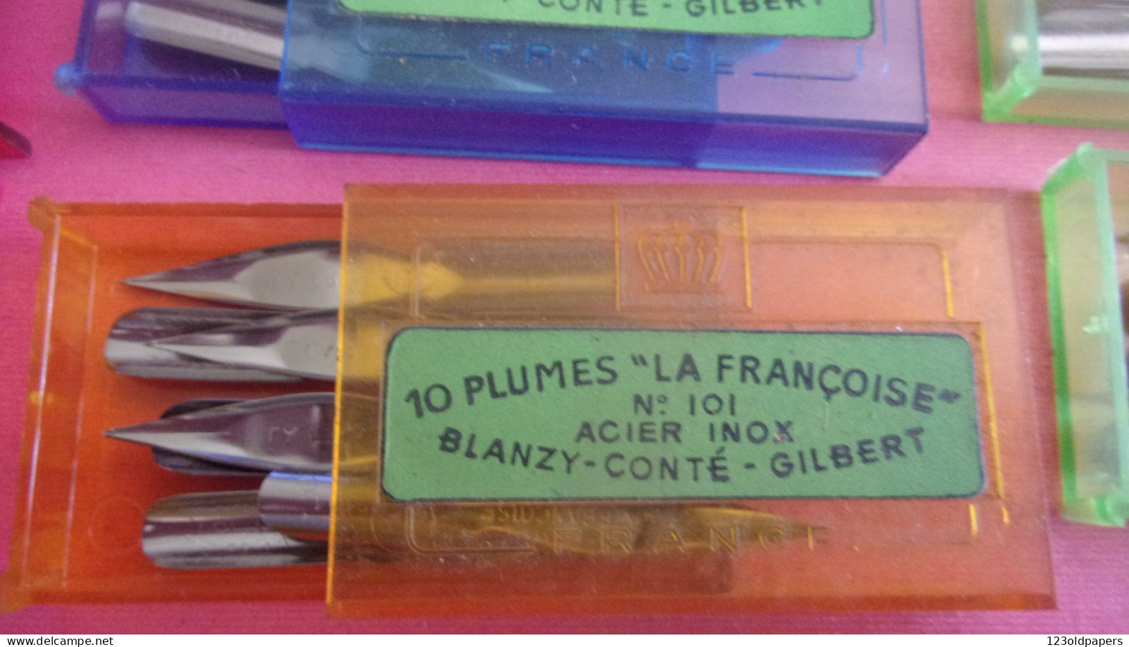 ️  LOT DE 15 BOITES DE PLUMES ANCIENNES LA FRANCOISE N°101 ACIER INOX BLANZY CONTE GILBERT SOIT 150 PLUMES - Plumes