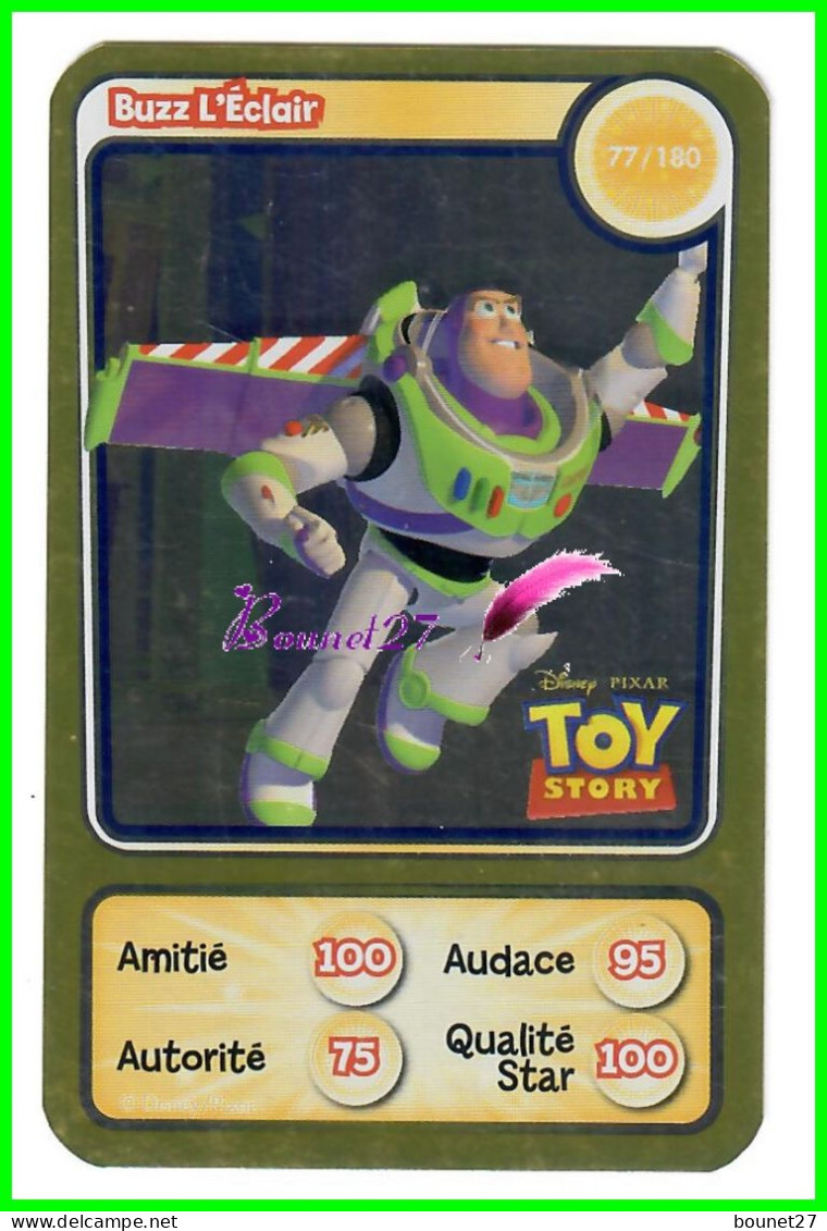 Carte Auchan Disney Pixar 2010 - Toy Story - Buzz L'Eclair  N° 77 / 180 Brillante Dorée - Disney