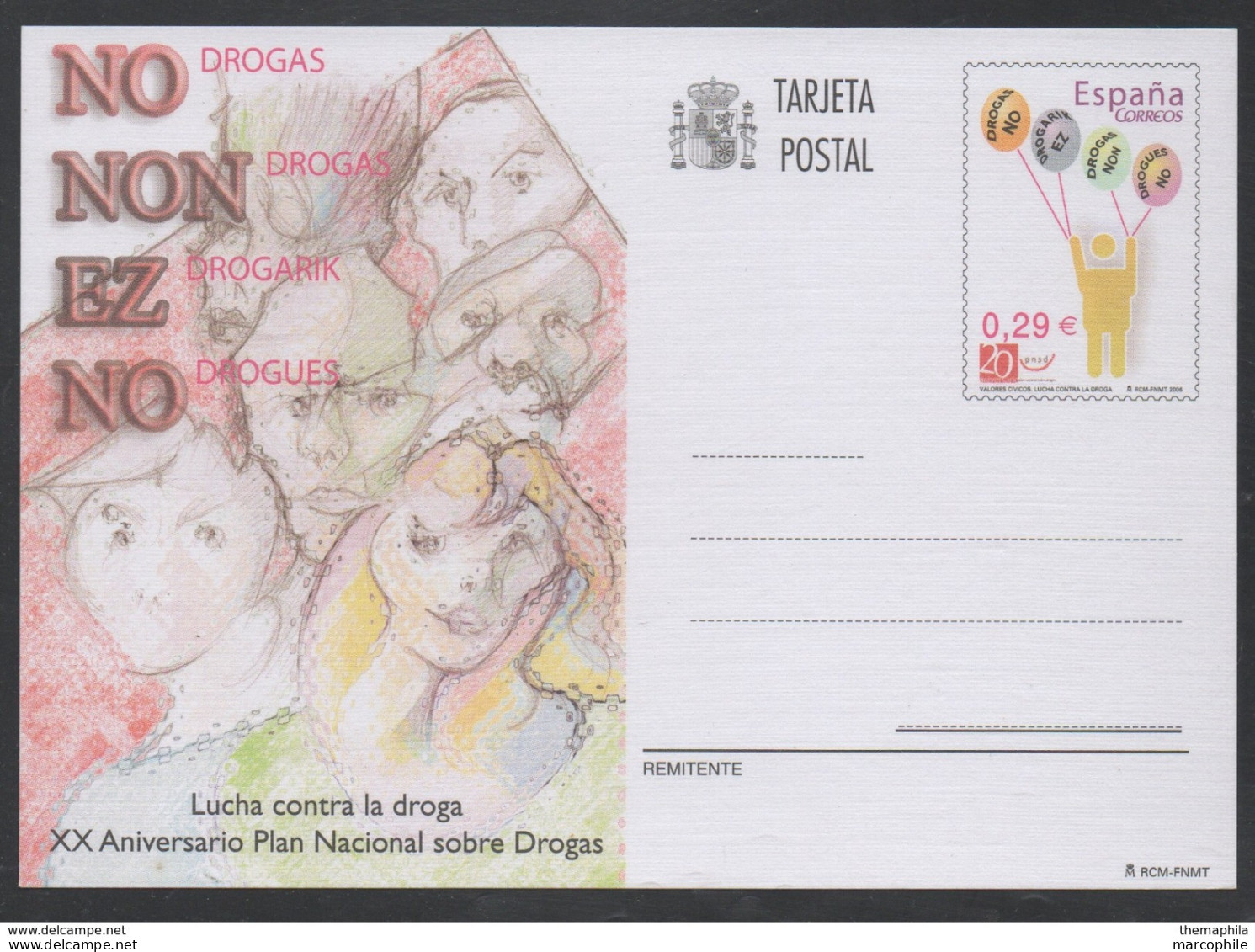 LUTTE CONTRE LA DROGUE - ANTI  DRUGS  / 2003 ESPAGNE - ENTIER POSTAL ILLUSTRE - CARTE POSTALE  (ref 1567) - Drogen