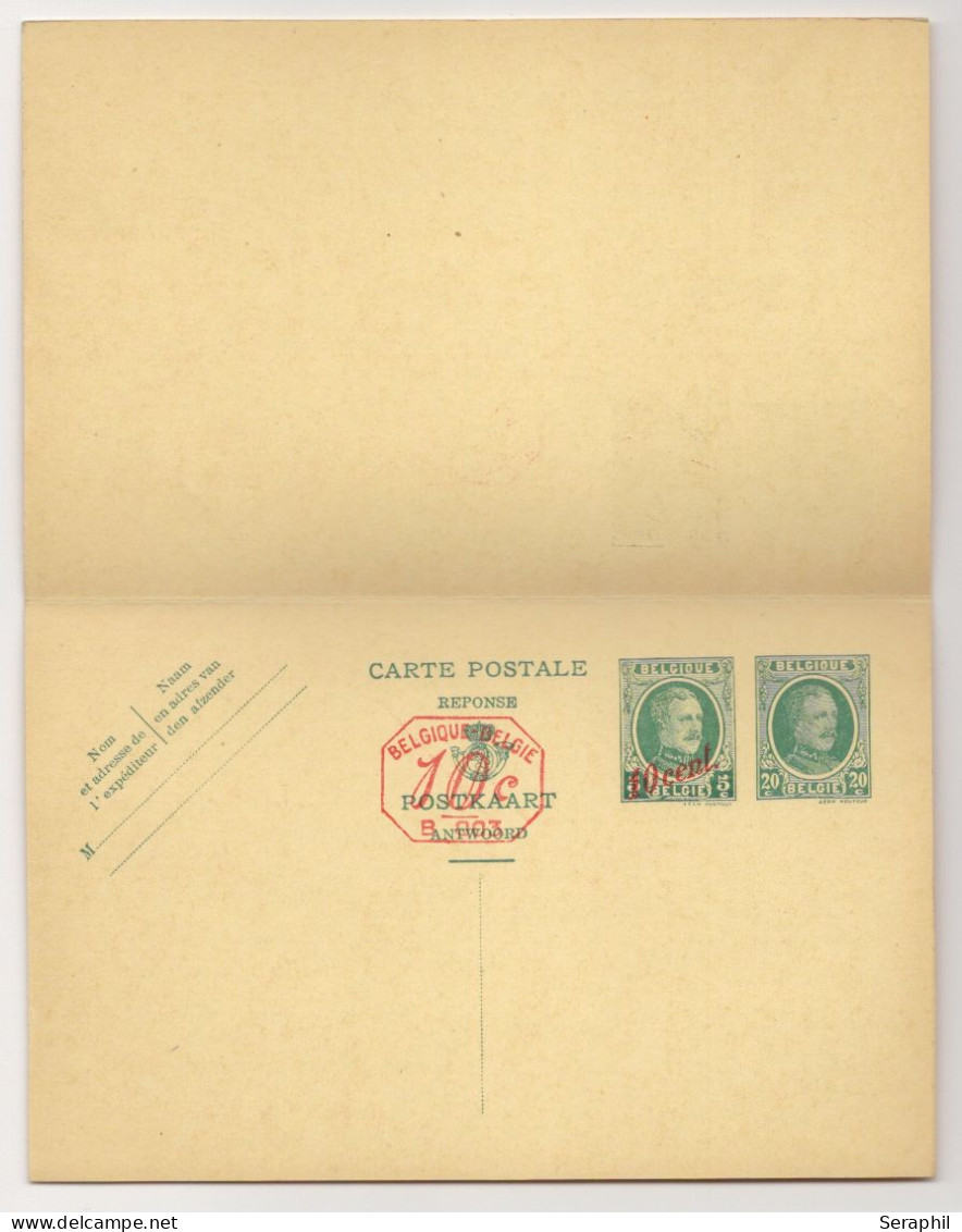 Entier Postal Type Houyoux N° 77 I - FN - 20 Et 10/5 + 20 Et 10/5c Vert  - Avec Réponse Payée - B003 10c  (RARE) - 1931 - Reply Paid Cards