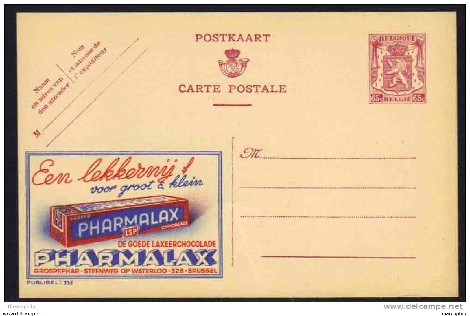 PHARMACIE - MEDICAMENT / BELGIQUE ENTIER POSTAL PUBLICITAIRE ILLUSTRE - PUBLIBEL (ref E290) - Pharmacie