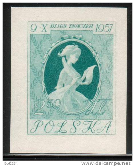 POLAND 1957 STAMP DAY COLOUR IMPERF PROOF NHM (NO GUM) Art Paintings Girl In Costume Jean Honore Fragonard - Ensayos & Reimpresiones