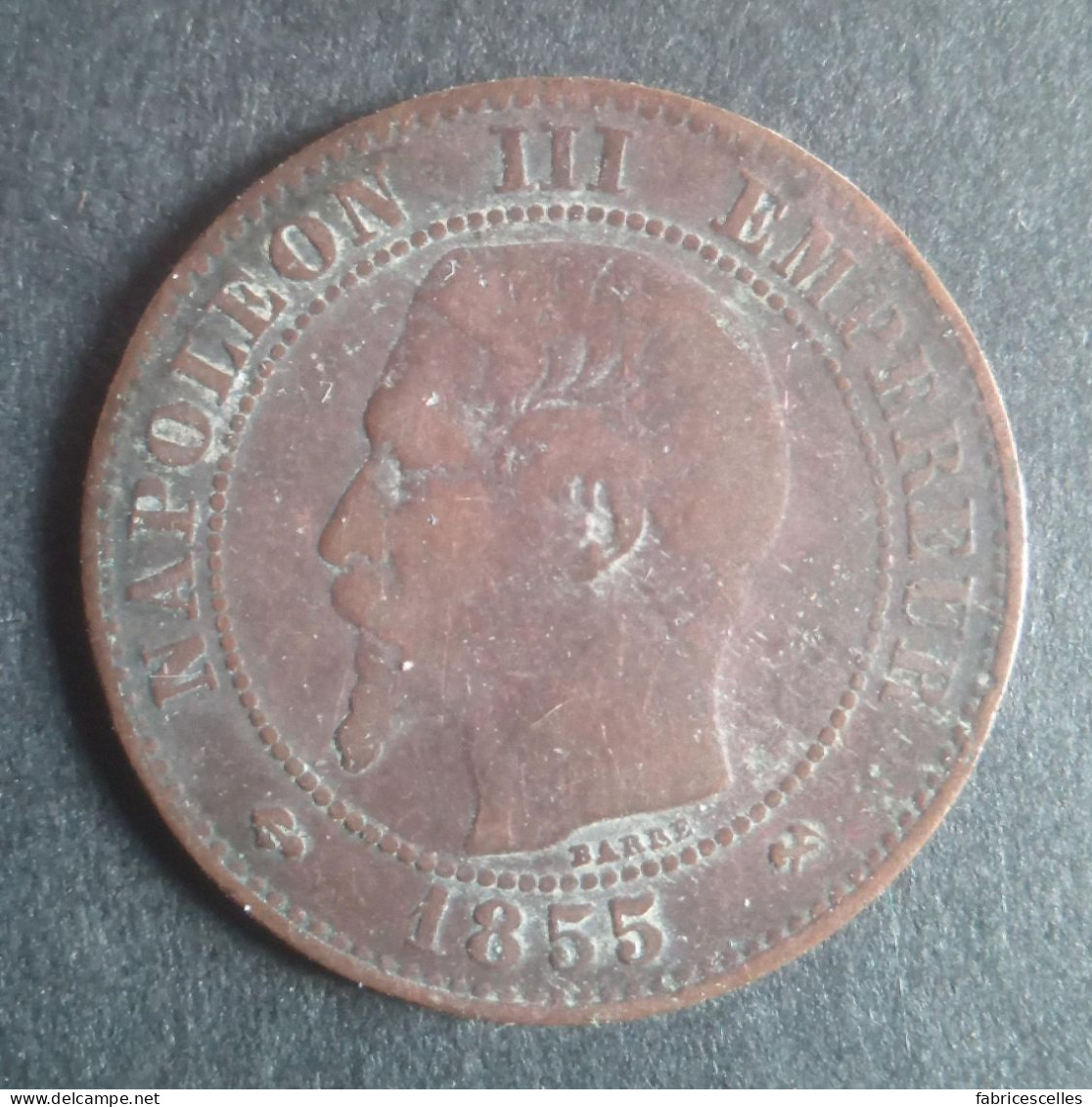 2 Centimes Napoléon III, Tête Nue 1855 B Ancre - 2 Centimes