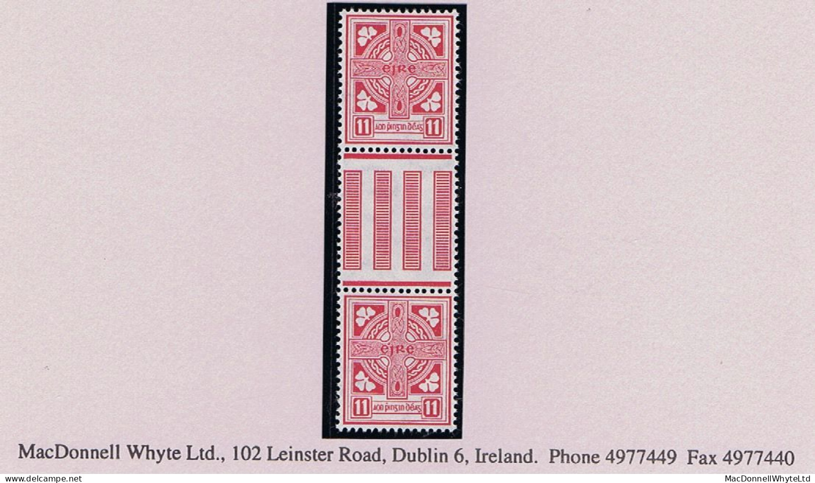 Ireland 1940-68 Wmk E 11d Rose, Gutter Pair Fine Mint Unmounted Never Hinged - Ungebraucht