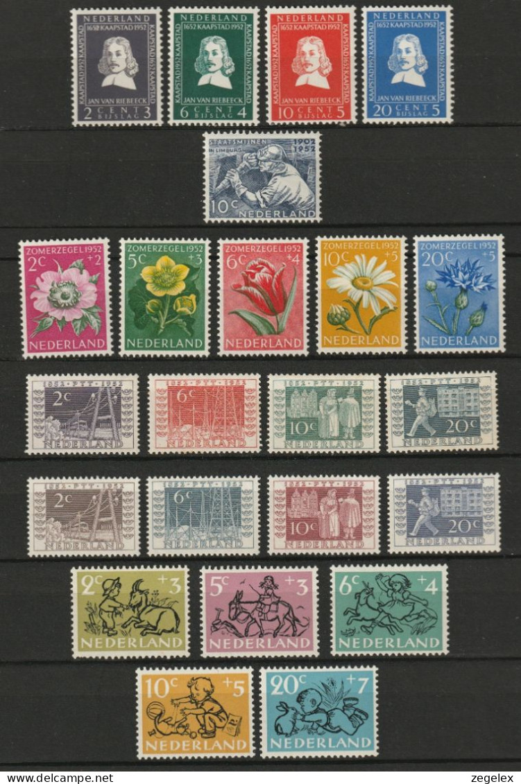 1952 Jaargang Nederland NVPH 578-600 Complete. MH * With Hinge, Ongestempeld - Annate Complete