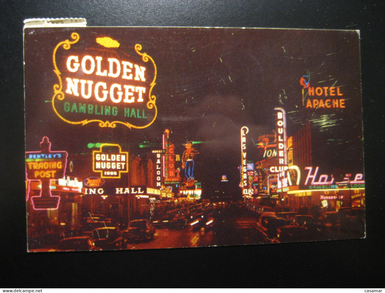 LAS VEGAS Nevada Fremont Street At Night Glitter Gulch Cancel 1959 To Sweden Postcard USA - Las Vegas