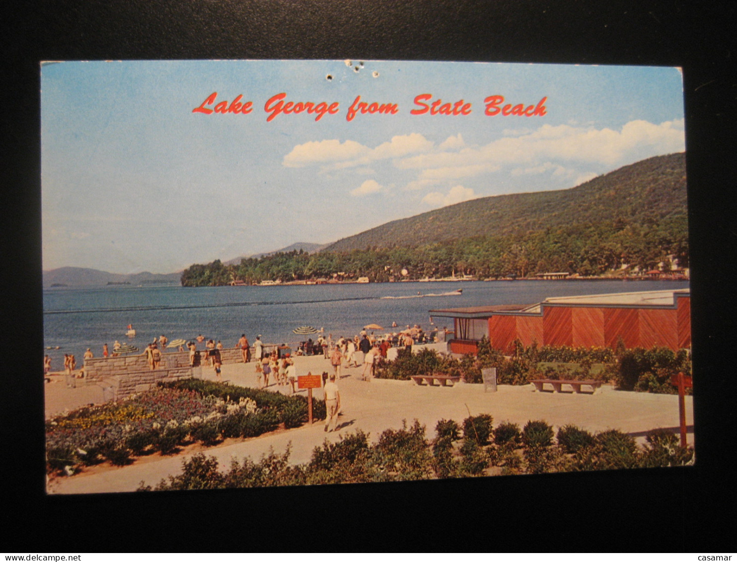 LAKE GEORGE From State Beach New York Adirondacks Cancel 1963 To Sweden Postcard USA - Lake George