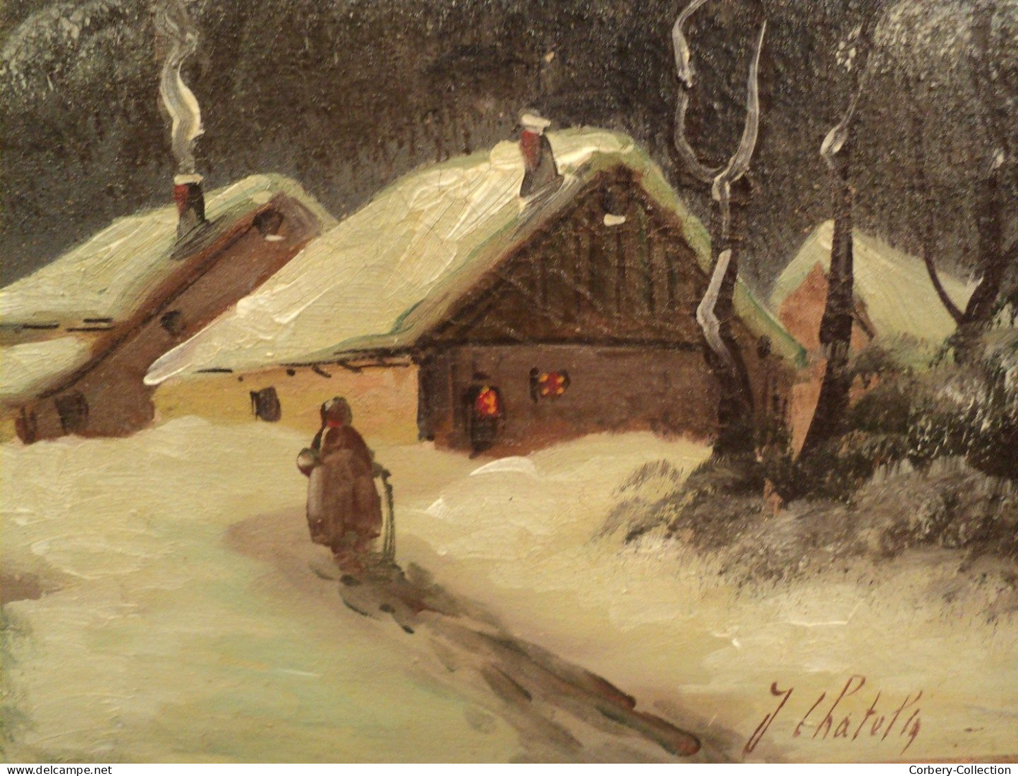 Tableau XIXème Paysage D'Hiver Ecole De Barbizon - Fischerei