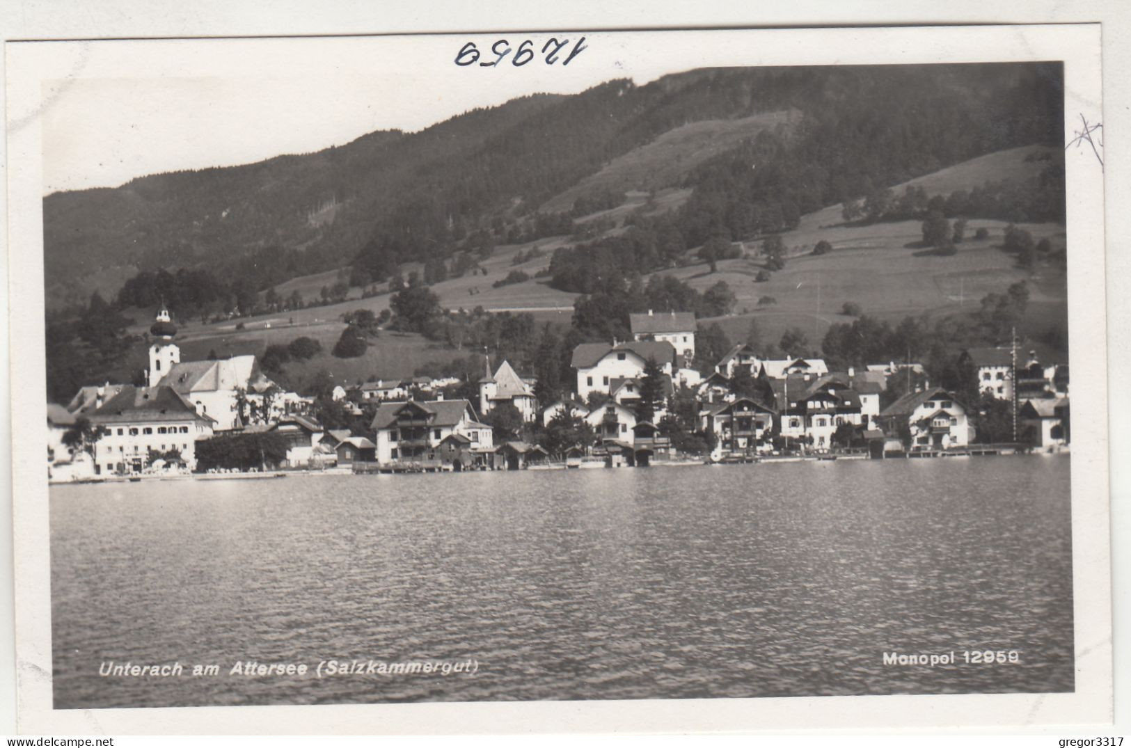 D4830) UNTERACH Am ATTERSEE - Salzkammergut - FOTO AK - Ansicht Vom Wasser Auf Häuser U. Kirche - Attersee-Orte