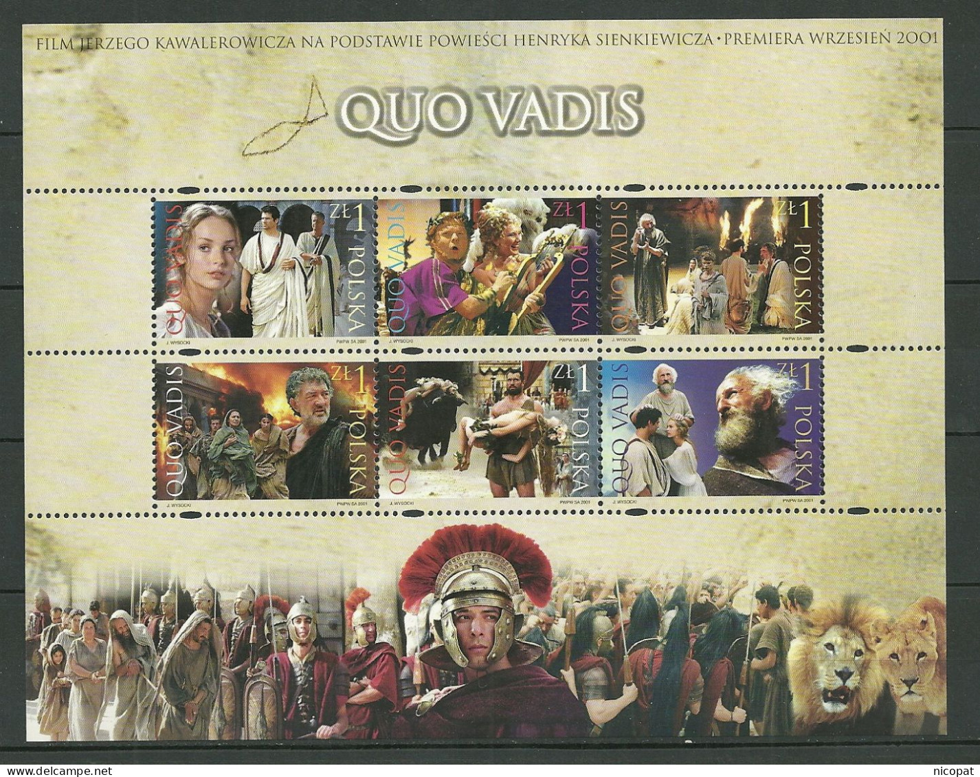 POLAND MNH ** 3681-3686 CINEMA FILM QUO VADIS DE JERZEGO KAWALEROWICZ - Full Sheets