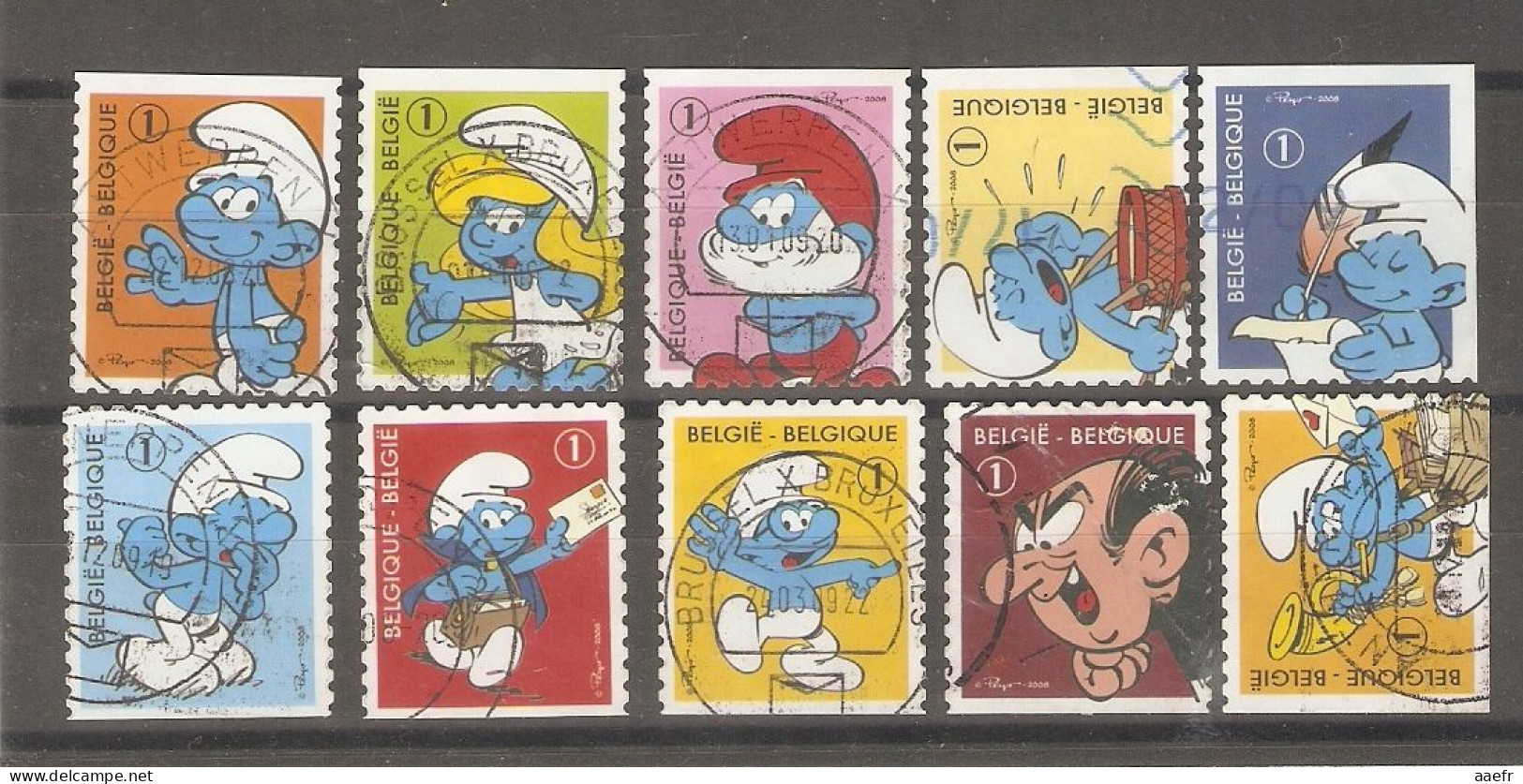 Belgique 2008 - Schtroumpfs - Série Complète De Carnet B95 - Petit Lot De 10 Timbres Différents° - Non Classés