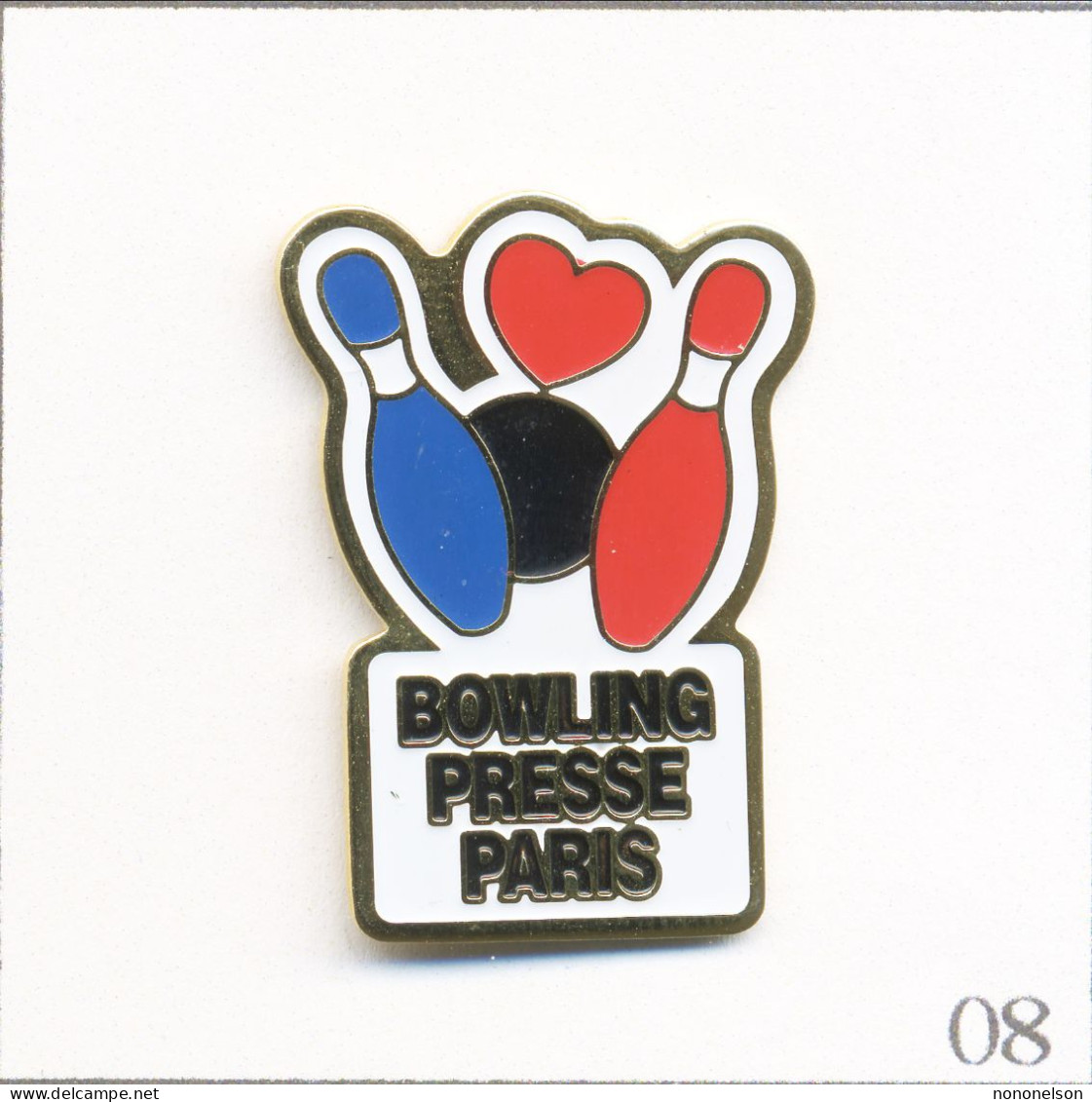 Pin's Sport - Bowling / Bowling Presse Paris. Non Estampillé. Métal Peint. T642-08 - Bowling