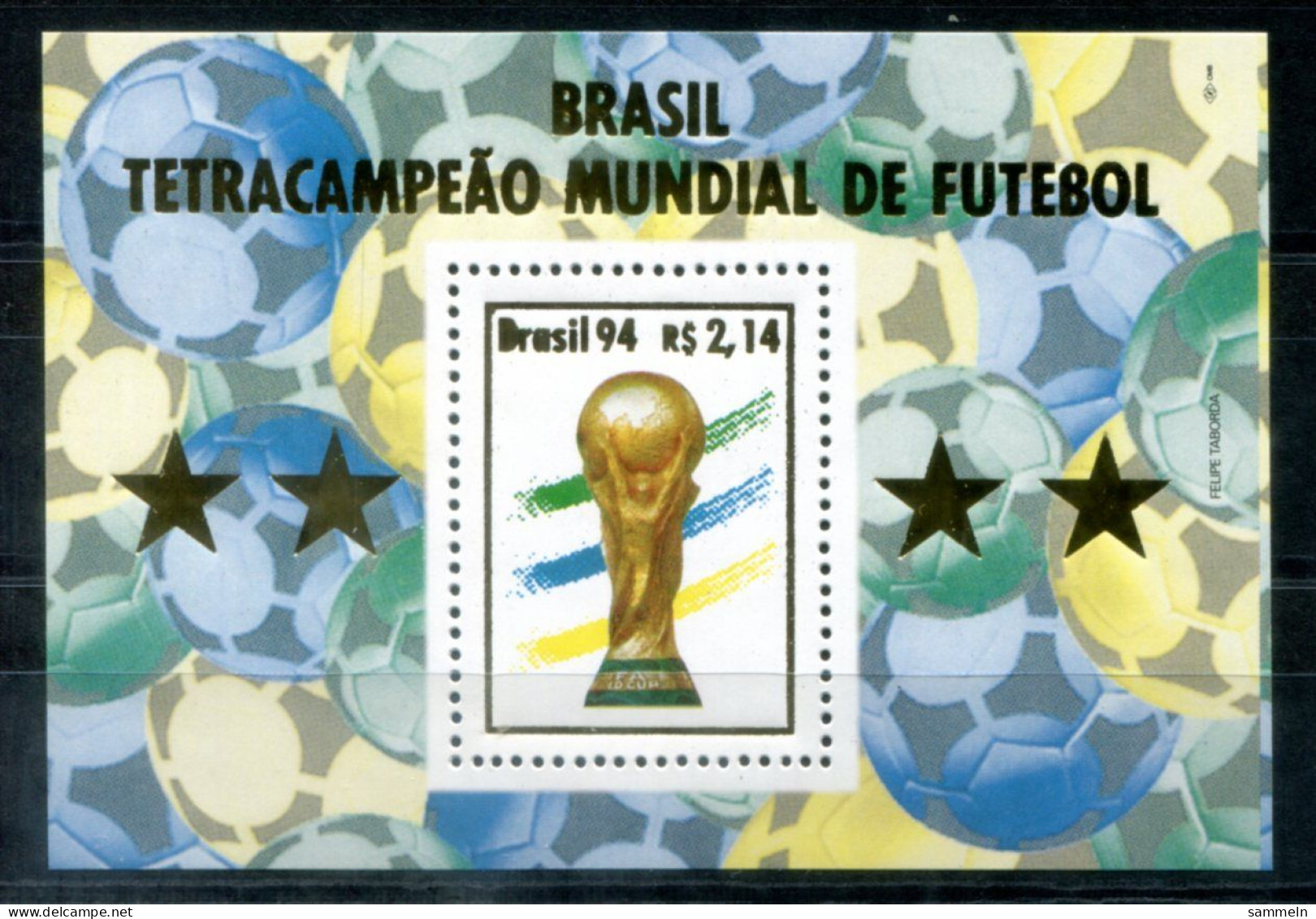 BRASILIEN Block 96, Bl.96 Mnh - Fußball, Football, Calcio, Futebol - BRAZIL / BRÉSIL - Blocs-feuillets