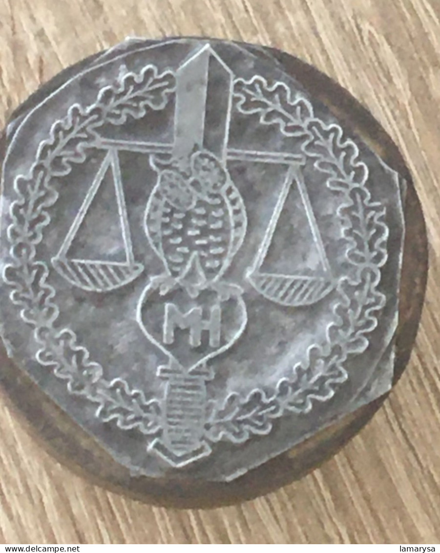 Tribunal De Commerce Vintage Ancienne Matrice-Plaque Imprimerie Tampon Encreur-Balance Justice - Seals