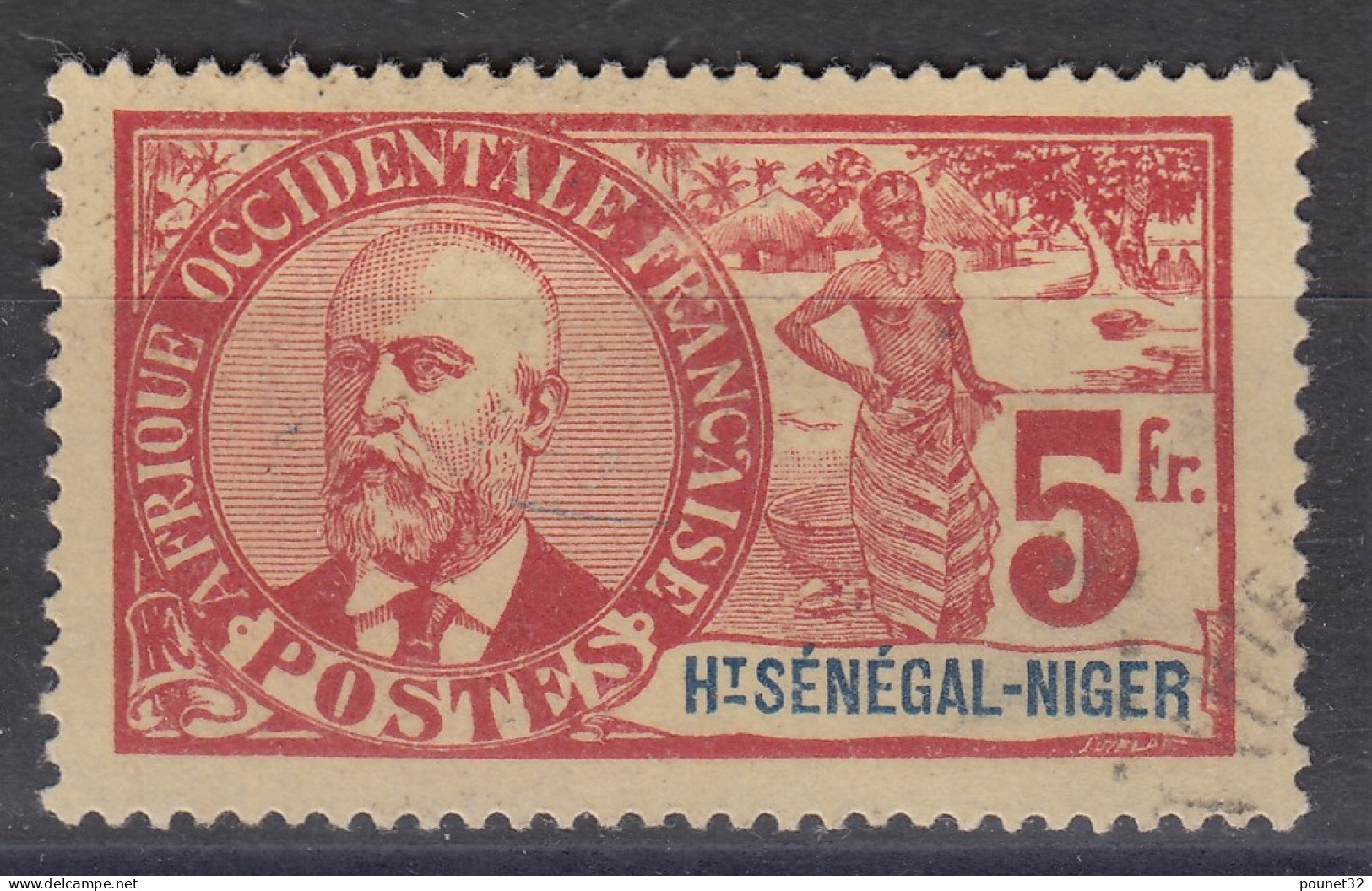 HAUT-SENEGAL & NIGER BALLAY 5F ROUGE S PAILLE N° 17 OBLITERATION TRES LEGERE COTE 140 € - Used Stamps