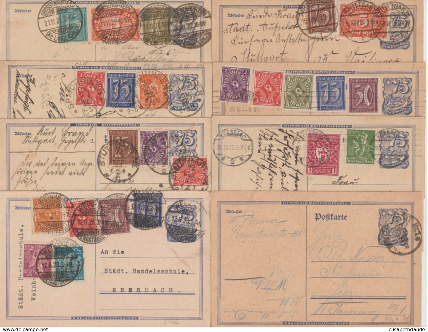 1921/1923 - POSTREITER INFLA ! - 73 ENTIERS POSTAUX TOUS DIFFERENTS ! - Cartes Postales