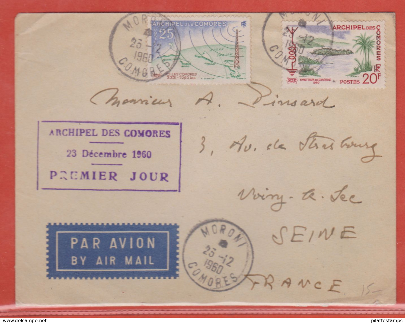 COMORES LETTRE FDC DE 1960 DE MORONI - Briefe U. Dokumente