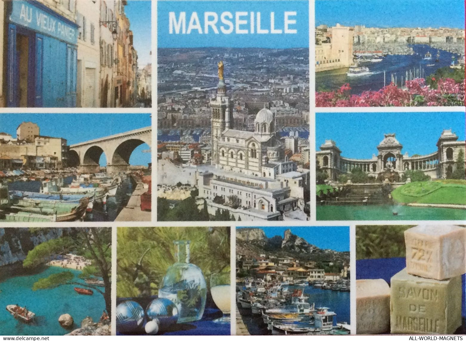 Marseille City Views Fridge Magnet, France - Magnets