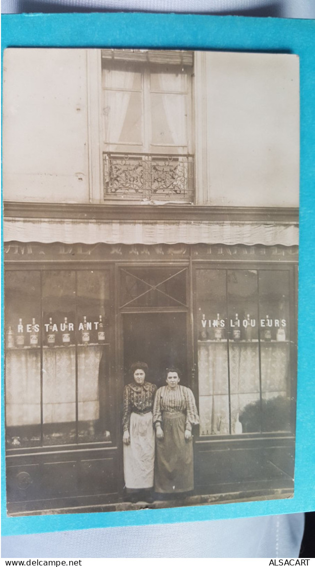 Carte Photo Clichy , Rue Du Bois , Café Rangeon , Carte écrite Par Le Propriétaire - Cafés